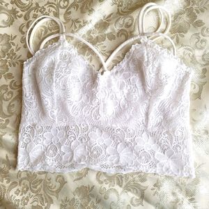 White Cropped Lace Bralette